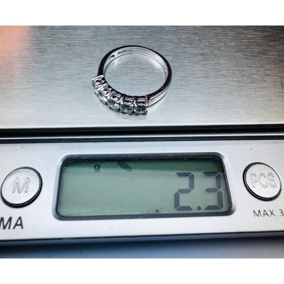 Vintage 925 Sterling Silver Five Stone CZ Band Ring Size 6.75 Estate Jewelry - Picture 9 of 11